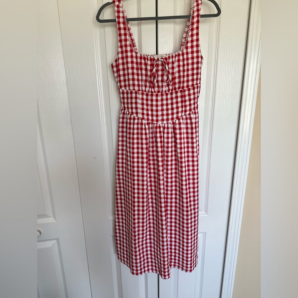 Jessica Simpson Red Checkered Midi Dress